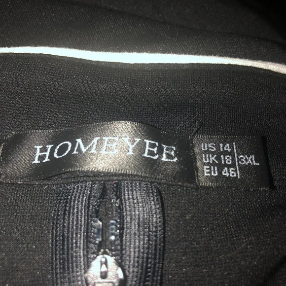 Homeyee Sz 14/3XL Women's Black & Cream Trim Mandarin Collar Short Sleeve Dress - Picture 3 of 7